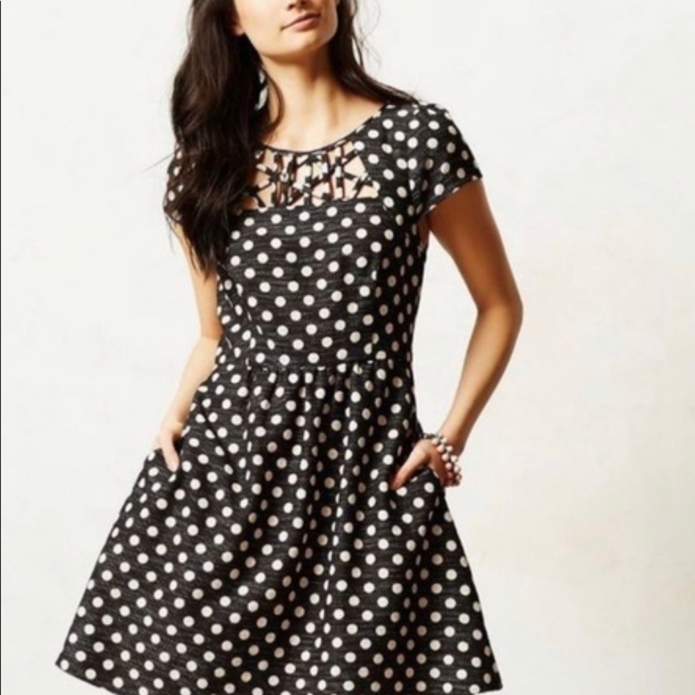 Anthropologie Nikola Polka Dot Maeve Dress Size 4